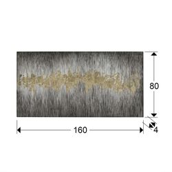 Abstract canvas van acryl en bladgoud, 160x4x80cm