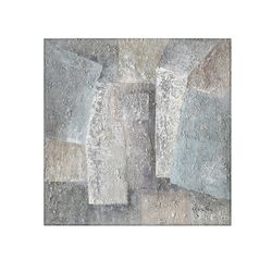 Abstract Canvas in Acrylic and Silver Leaf Planes, 130x4x130cm