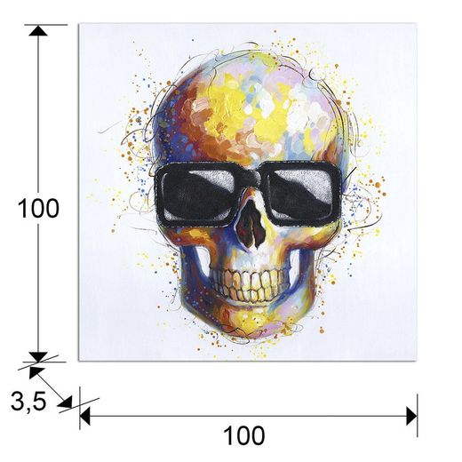 Lienzo calavera con gafas Catrina, 100x4x100cm