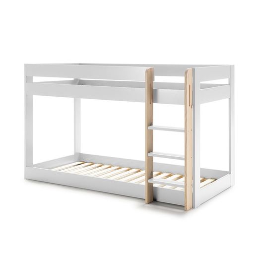 90 cm bunk bed in natural and white pine, 197 x 107.4 x 131.5 cm | Angel