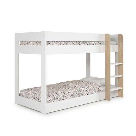 90 cm bunk bed in natural and white pine, 197 x 107.4 x 131.5 cm | Angel