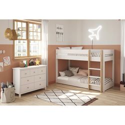 90 cm bunk bed in natural and white pine, 197 x 107.4 x 131.5 cm | Angel