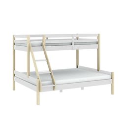 Wooden bunk bed in white and natural, 202 x 156.4 x 142 cm | Livia