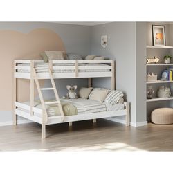 Wooden bunk bed in white and natural, 202 x 156.4 x 142 cm | Livia