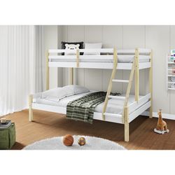 Wooden bunk bed in white and natural, 202 x 156.4 x 142 cm | Livia