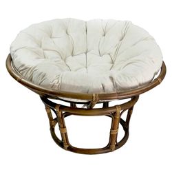 Sillón con Cojín Macarella de Ratán Natural, Ø100 cm