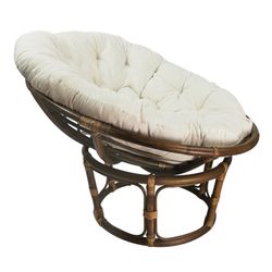 Sillón con Cojín Macarella de Ratán Natural, Ø100 cm