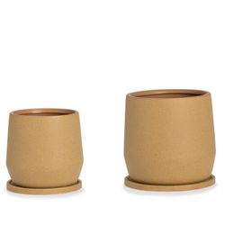 Vaso in ceramica S Beige, Ø18x18cm