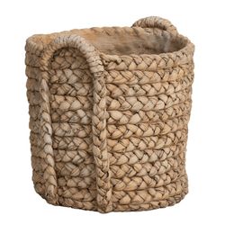 Jardinière XL en céramique beige avec poignées, 38,5 x 37,5 x 38,5 cm