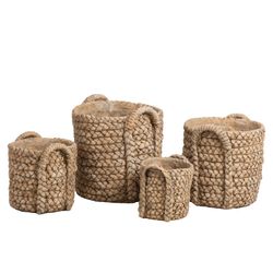 Jardinière XL en céramique beige avec poignées, 38,5 x 37,5 x 38,5 cm