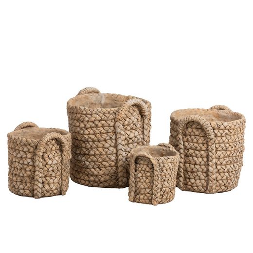 Jardinière XL en céramique beige avec poignées, 38,5 x 37,5 x 38,5 cm