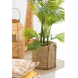 Jardinière XL en céramique beige avec poignées, 38,5 x 37,5 x 38,5 cm