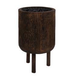 Jardinière avec Base en Bois de Paulownia L Marron, Ø32x44cm