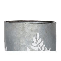 Planter with Base Branches L in Silver/Black Metal, Ø26x54 cm