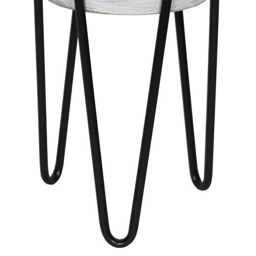Planter with Stand Ramas S in Pickled White/Black Metal, Ø22x46 cm