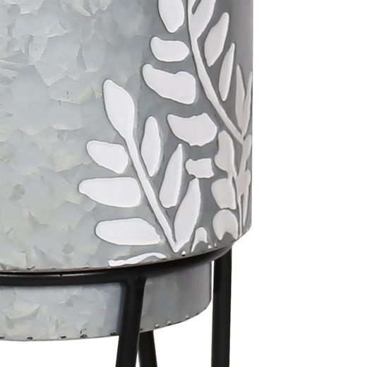 Planter with Base Branches S in Silver/Black Metal, Ø22x46 cm