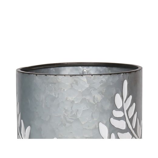 Planter with Base Branches S in Silver/Black Metal, Ø22x46 cm