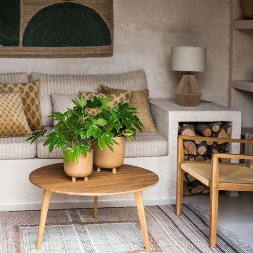 Ceramic Planter L Beige, Ø21,5x23cm