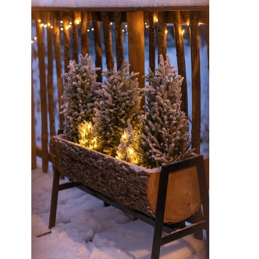 Plantenbak van ijzer en paulowniahout L Naturel/Zwart, 78x39x40cm