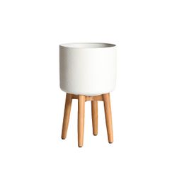 Macetero de metal en blanco, 28 x 28 x 48 cm | Briel