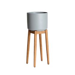Macetero de metal en gris, 28 x 28 x 71 cm | Jerges
