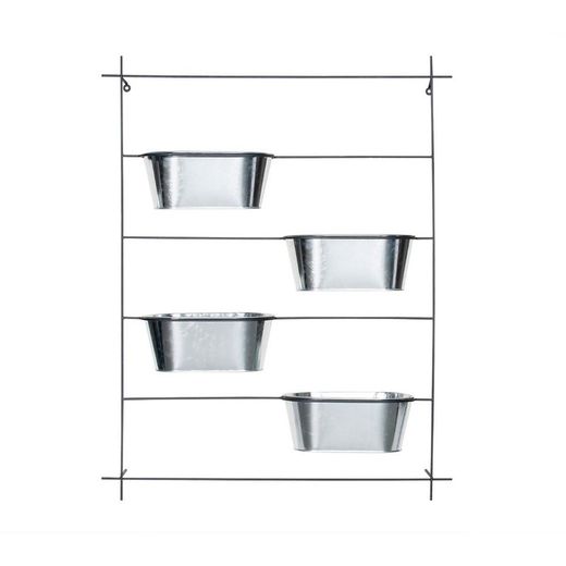 Macetero de Pared Múltiple de Metal Plateado/Negro, 66x17x83 cm