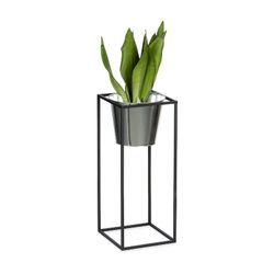 Floor Planter with Metal Bucket S Black/Silver, 24.5x24.5x60cm