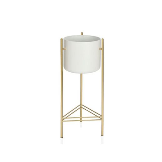 Gulvkrukker i hvidt og guldfarvet metal, Ø 27,5 x 65,5 cm