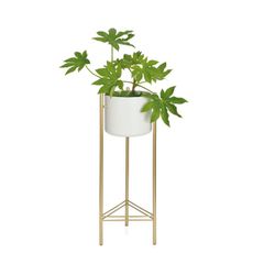 Hvid og guld metal stående urtepotte Ø 28 x 80 cm