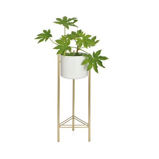 Hvid og guld metal stående urtepotte Ø 28 x 80 cm