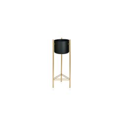 Macetero de pie S de metal en negro y dorado Ø27,5x65 cm