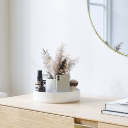 Jardinière en céramique blanche fontaine 23,5x23,5x11,4 cm