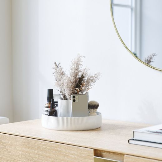 Jardinière en céramique blanche fontaine 23,5x23,5x11,4 cm