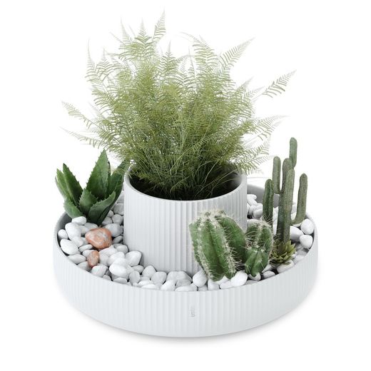 Jardinière en céramique blanche fontaine 23,5x23,5x11,4 cm