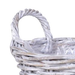 Ζαρντινιέρα Kubu L σε Pickled White Rattan, Ø35x25 cm