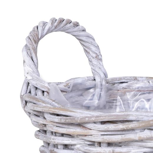 Ζαρντινιέρα Kubu L σε Pickled White Rattan, Ø35x25 cm