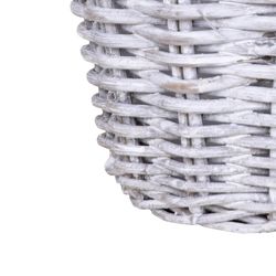 Ζαρντινιέρα Kubu L σε Pickled White Rattan, Ø35x25 cm
