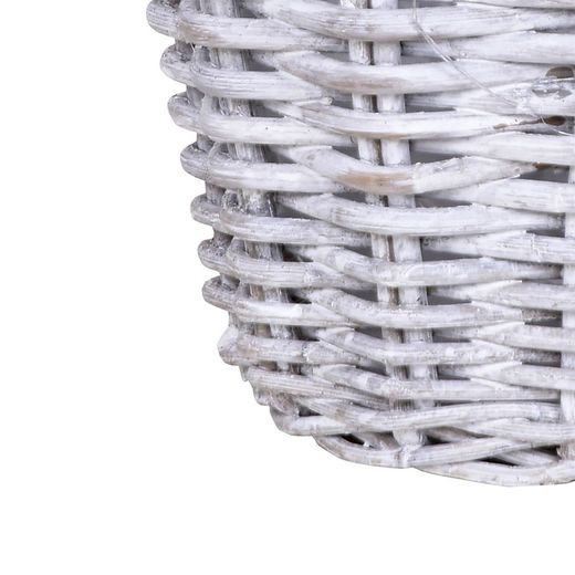 Ζαρντινιέρα Kubu L σε Pickled White Rattan, Ø35x25 cm