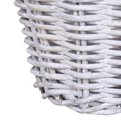 Kubu M Planter in Pickled White Rattan, Ø30x23 cm