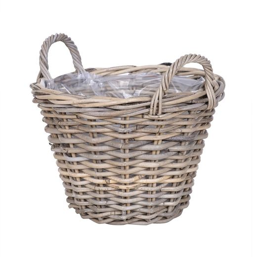 Macetero Kubu M de Ratán Gris, Ø30x23 cm
