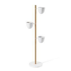 Donica Floristand w pionie z naturalnego drewna i bieli 44,5x44,5x139 cm