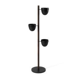 Macetero Vertical Floristand de Madera y Metal Marrón/Negro, 44,5x44,5x139 cm