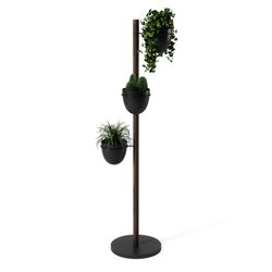 Macetero Vertical Floristand de Madera y Metal Marrón/Negro, 44,5x44,5x139 cm