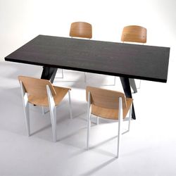 MAMBA-Tavolo da pranzo in legno naturale e metallo nero, 190 x 90 x 72 cm