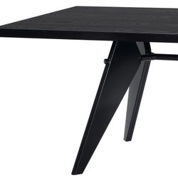 MAMBA-Tavolo da pranzo in legno naturale e metallo nero, 190 x 90 x 72 cm