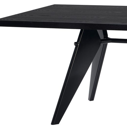 Stół do jadalni MAMBA z naturalnego drewna i czarnego metalu, 190 x 90 x 72 cm