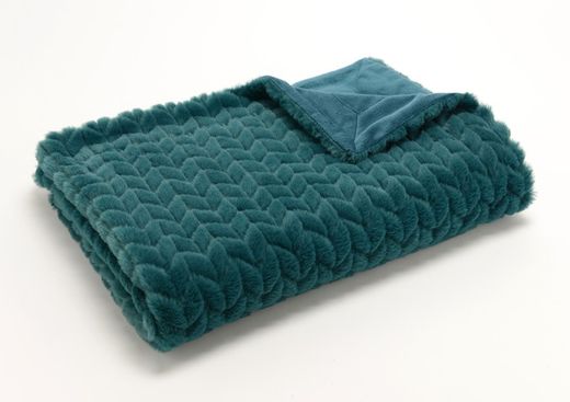 Couverture Chevron Bleu Émeraude 170 x 130 cm