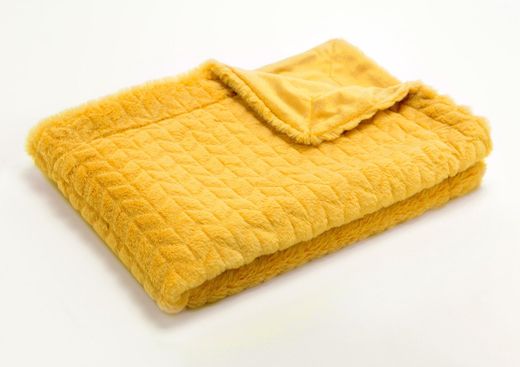 Couverture Chevron moutarde 170 x 130 cm