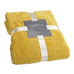 Couverture en damier moutarde 170 x 130 cm