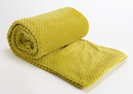 Koc w szachownicę oliwkowo-zielony 170 x 130 cm